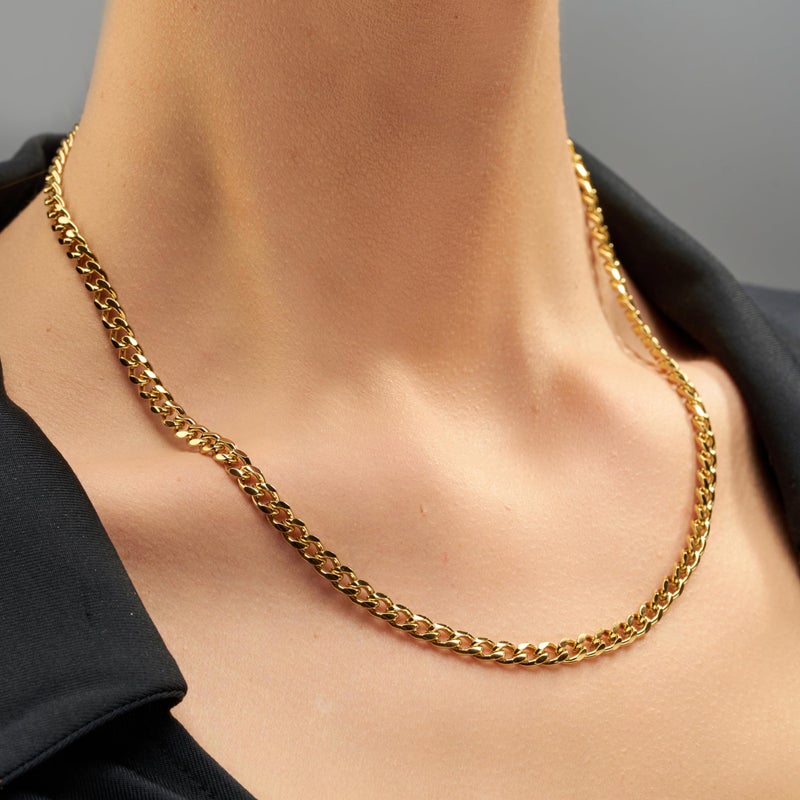 LIFETIME JEWELRY 5mm Cuban Link Chain Necklace for Women and Men 24k Gold Plated (26) - Image 2